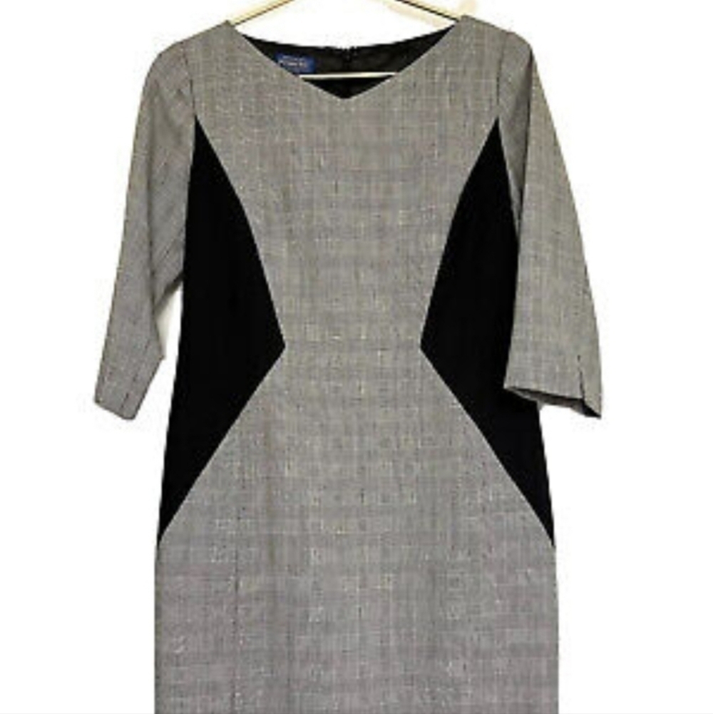 Pendleton sz 8 virgin wool black white lined sheeth dress